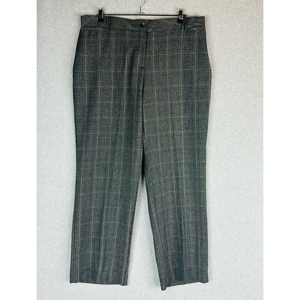 New Avenue Womans 16 Average Dress Pants No Gap Trouser Plaid Comfort Waist NWT